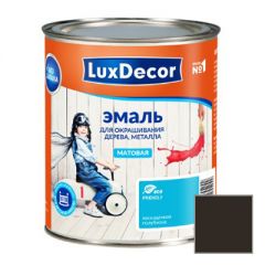 Эмаль акриловая LuxDecor для дерева и металла матовая Абсолютный черный 0,75 л