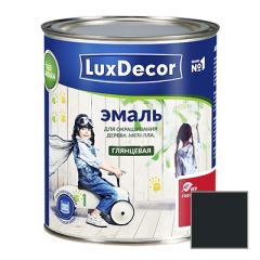 Эмаль акриловая LuxDecor для дерева и металла глянцевая Черный алмаз 0,75 л