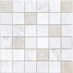 Мозаика LeeDo - Art Stone Art Dolomiti bianco матовая 30х30х0,8 см (чип 48х48х8 мм) (Art Dolomiti bianco MAT 48x48x8)