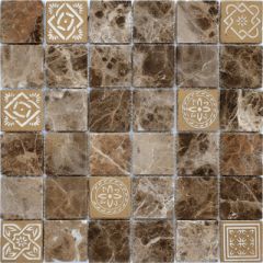 Мозаика LeeDo - Art Stone Art Emperador Dark матовая 30х30х0,8 см (чип 48х48х8 мм) (Art Emperador Dark MAT 48x48x8)
