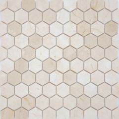 Мозаика LeeDo - Pietrine Hexagonal Crema Marfil матовая 29,5x30,5х0,6 см (чип 18х30х6 мм) (Crema Marfil MAT hex 18x30x6)