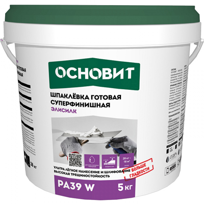 Шпатлевка готовая суперфинишная Основит Элисилк PA39 W белый 5 кг Шпатлевка готовая суперфинишная Основит Элисилк PA39 W белый 5 кг