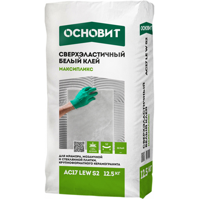 Клей плиточный Основит (Osnovit) Максипликс сверхэластичный АС17 LEW S2 белый 12,5 кг
