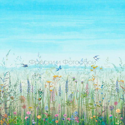 Фреска Affresco (Аффреско) Ботаника Сады Ласточки над травой Арт. ID136086