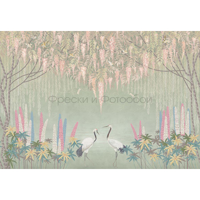 Фреска Affresco (Аффреско) Ботаника Сады Журавли в люпинах Арт. ID136091