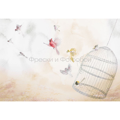 Фреска Affresco (Аффреско) Современный стиль Природа Птицы из клетки Арт. ID136292