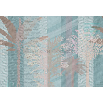 Фреска Affresco (Аффреско) Современный стиль Природа Серые пальмы Арт. ID136375