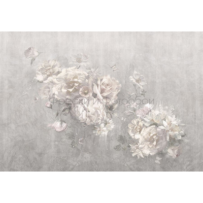 Фреска Affresco (Аффреско) Современный стиль Природа Розы на сером Арт. ID136301