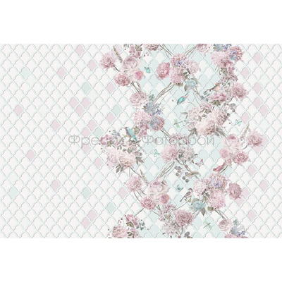 Фреска Affresco (Аффреско) Современный стиль Природа Витраж с цветами Арт. ID136257