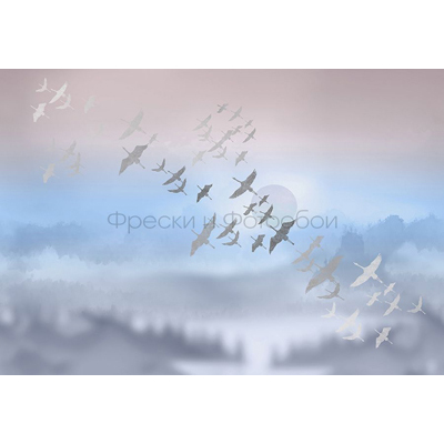 Фреска Affresco (Аффреско) Современный стиль Природа Стая птиц Арт. ID136379