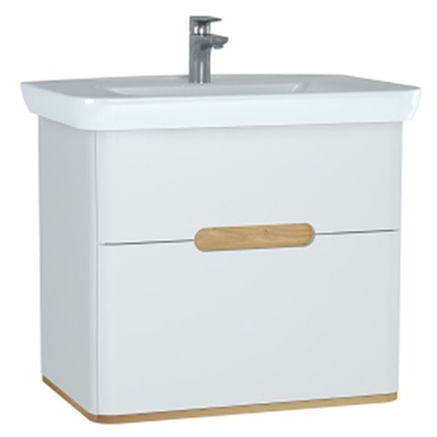 Шкаф Vitra (Витра) мдф Белый под раковину c двумя ящиками Sentro,с LED подсветкой (60824) 80 см (ножки 61069 заказываются отдельно)