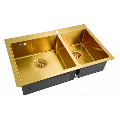 Мойка кухонная прямоугольная Zorg (Зорг) PVD Бронза (SZR-78-2-51-L BRONZE)