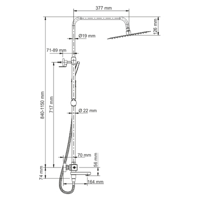 Душевой комплект с термостатическим смесителем Wasserkraft (Васеркрафт) A19901 Thermo хром