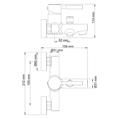 Смеситель для ванны с коротким изливом Wasserkraft (Васеркрафт) Main 4101 хром