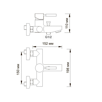 Смеситель для ванны с коротким изливом Wasserkraft (Васеркрафт) Wern 4201 хром