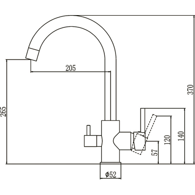 Смеситель для кухонной мойки под фильтр Savol S-L1802