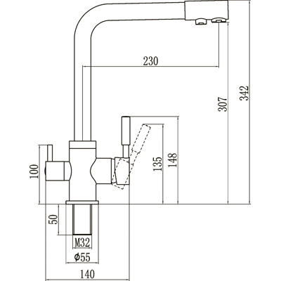 Смеситель для кухонной мойки под фильтр Savol S-L1801C