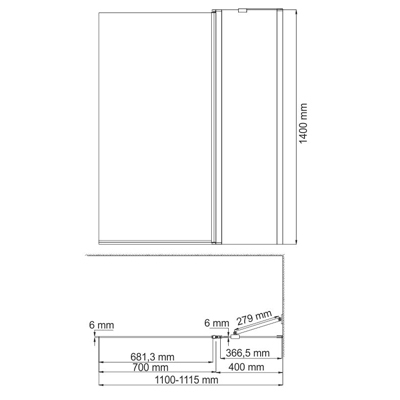 Стеклянная шторка на ванну Wasserkraft (Васеркрафт) Berkel 48P02-110R Matt glass Fixed 9062475