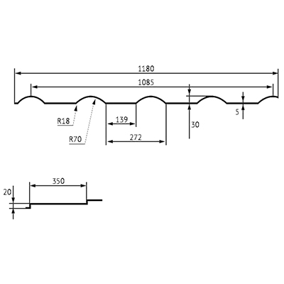Металлическая черепица Grand Line (Гранд Лайн) Kamea 0,5 мм Полиэстер Зеленый (м2)