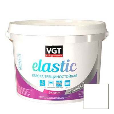Краска VGT (ВГТ) Elastic трещиностойкая белая 45 кг