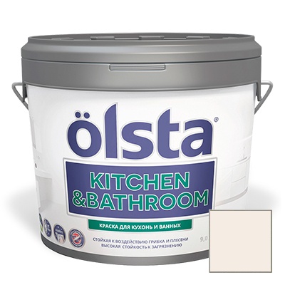Краска интерьерная Olsta Kitchen and Bathroom 22A Arctic Fox 9 л