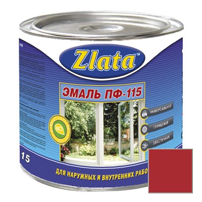 Эмаль Zlata (Злата) ПФ-115 темно-красная 1,9 кг