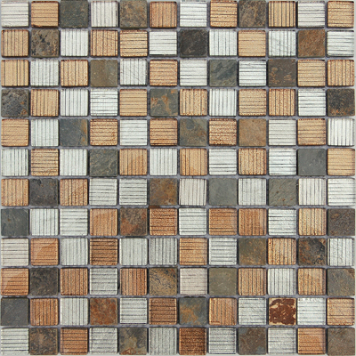 Мозаика LeeDo (Лидо Керамика) Caramelle - Naturelle Alcantara Ruggine 29,8x29,8х0,8 см (чип 2,3х2,3х0,8 см) (Alcantara Ruggine 23x23x8)