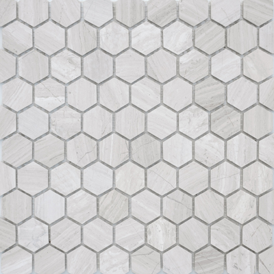Мозаика LeeDo - Pietrine Hexagonal Travertino Silver матовая 29,5x30,5х0,6 см (чип 18х30х6 мм) (Travertino Silver MAT hex 18x30x6)