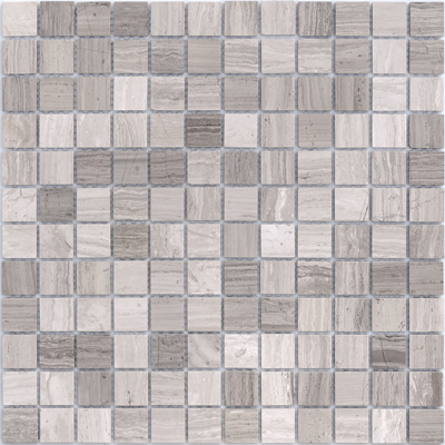 Мозаика LeeDo Caramelle - Pietrine Travertino Silver полированная 29,8x29,8х0,7 см (чип 23х23х7 мм) (Travertino Silver POL 23x23x7)