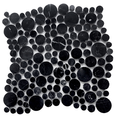 Мозаика LeeDo Caramelle - Pietrine Nero oriente bolli полированная 27,8x27,8 см (круглые чипы) (Nero oriente bolli)