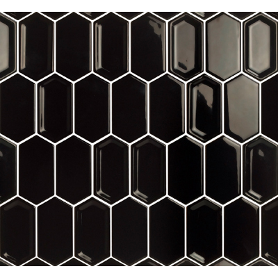 Мозаика LeeDo - Crayon Black glos 27,8x30,4x0,8 см (чип 38x76x8 мм) керамическая глазурованная глянцевая (Crayon Black glos 38x76x8)
