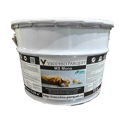 Клей Vecchio Parquet (Вечео Паркет) MS Mono (Вечио Паркет МС Моно) однокомпонентный 1k PU (1к ПУ) полиуретановый полимерный для паркета 15 кг